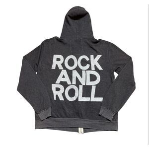 Aviator Nation Rare Rock & Roll Graphic Full Zip Up Charcoal Grey Hoodie Small